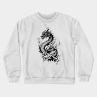 Dragon Fantasy Wild Animal Illustration Art Tattoo Crewneck Sweatshirt